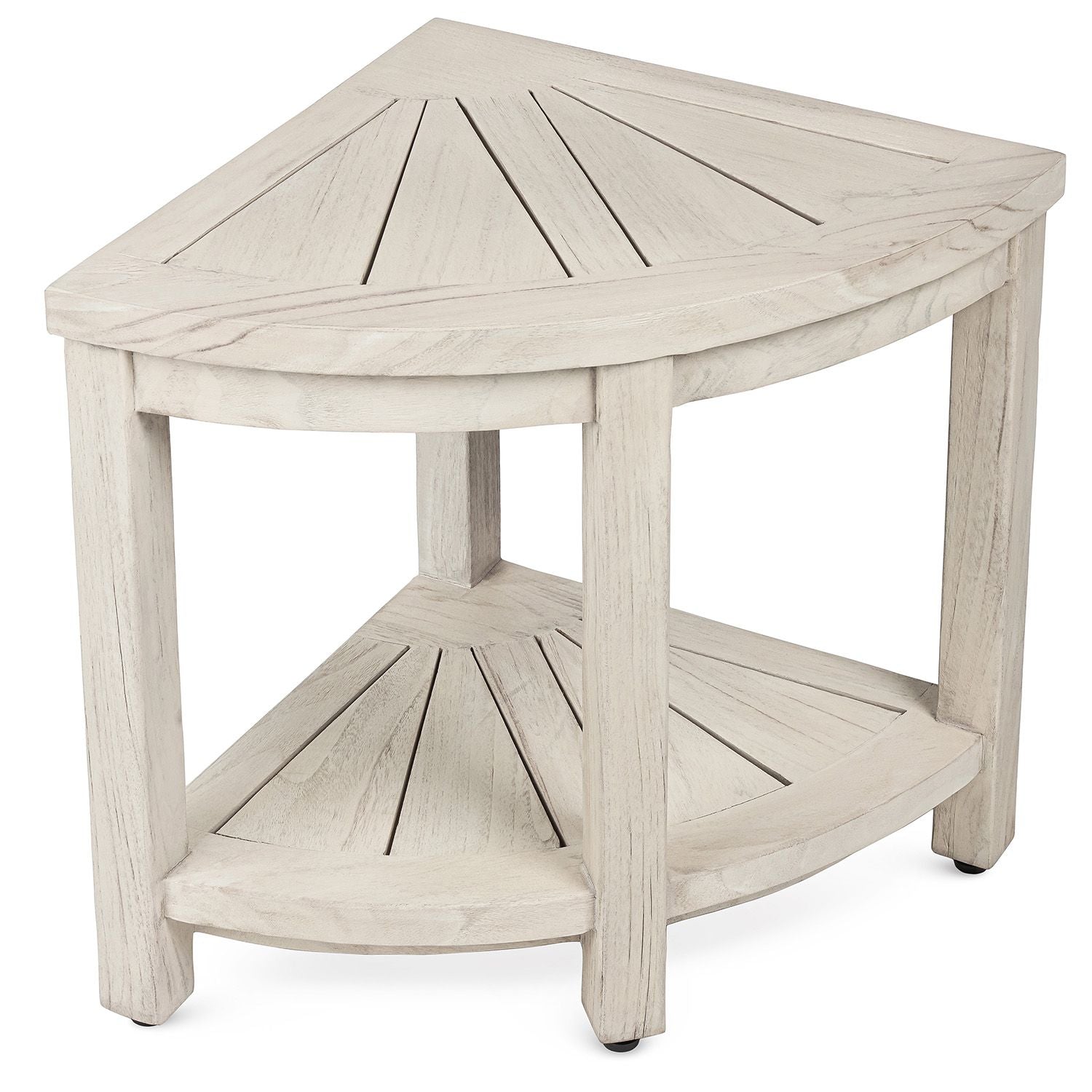 The COSIMA, Teak Corner Shower Bench, Rustic Gray Finish, 16 inch