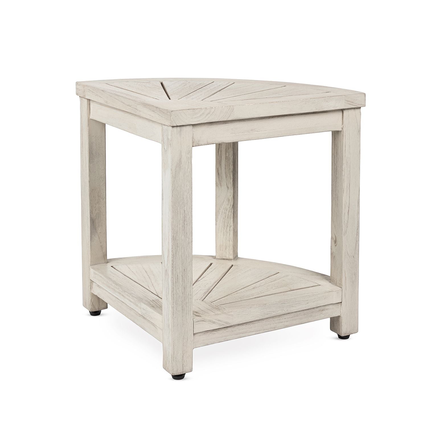 The COSIMA, Teak Corner Shower Bench, Rustic Gray Finish, 16 inch