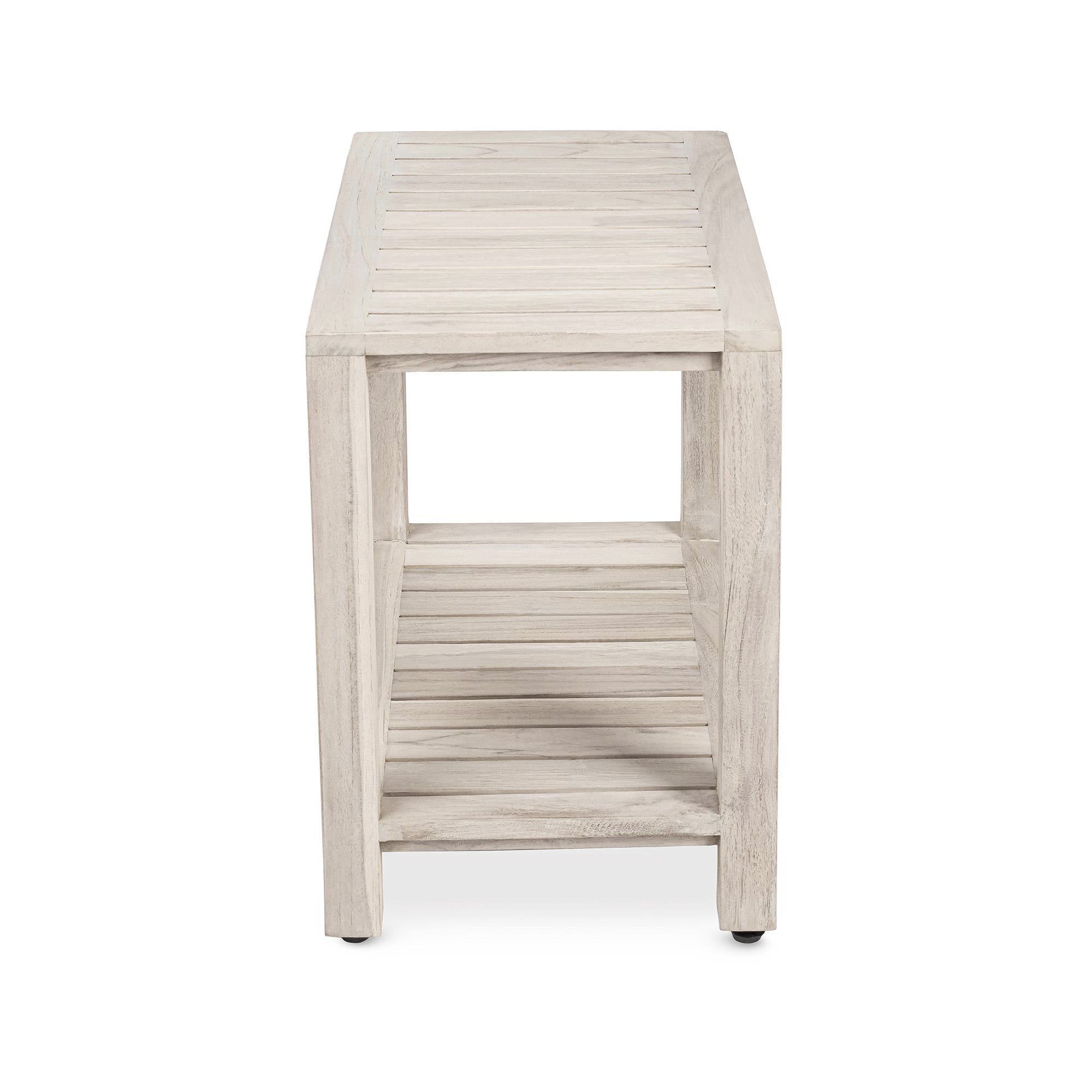 The ELISA, Teak Shower Bench, Teak Shower Stool, 21 Inch, Rustic Gray Finish