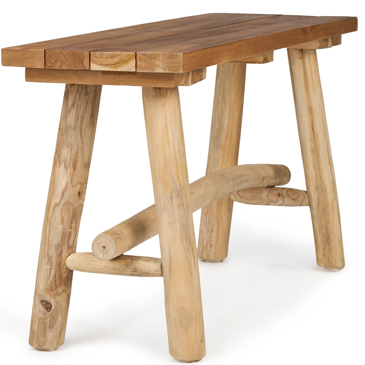 Teak Wood Bench – Indoor & Outdoor Bench for Entryway, Patio & Living Room – Rustic Farmhouse & Modern Accent Furniture, Easy Assembly, The Capella