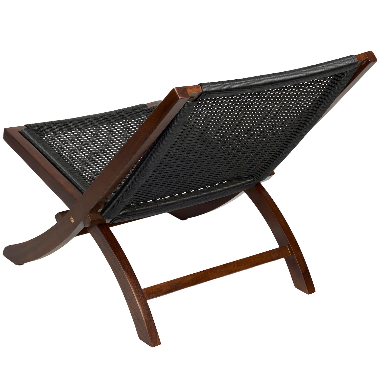 Teak Rattan Lounge Chair – Foldable, Solid Wood Accent Chair with Woven Seat – Mid-Century Modern Recliner for Indoor & Outdoor Use, The Iraz
