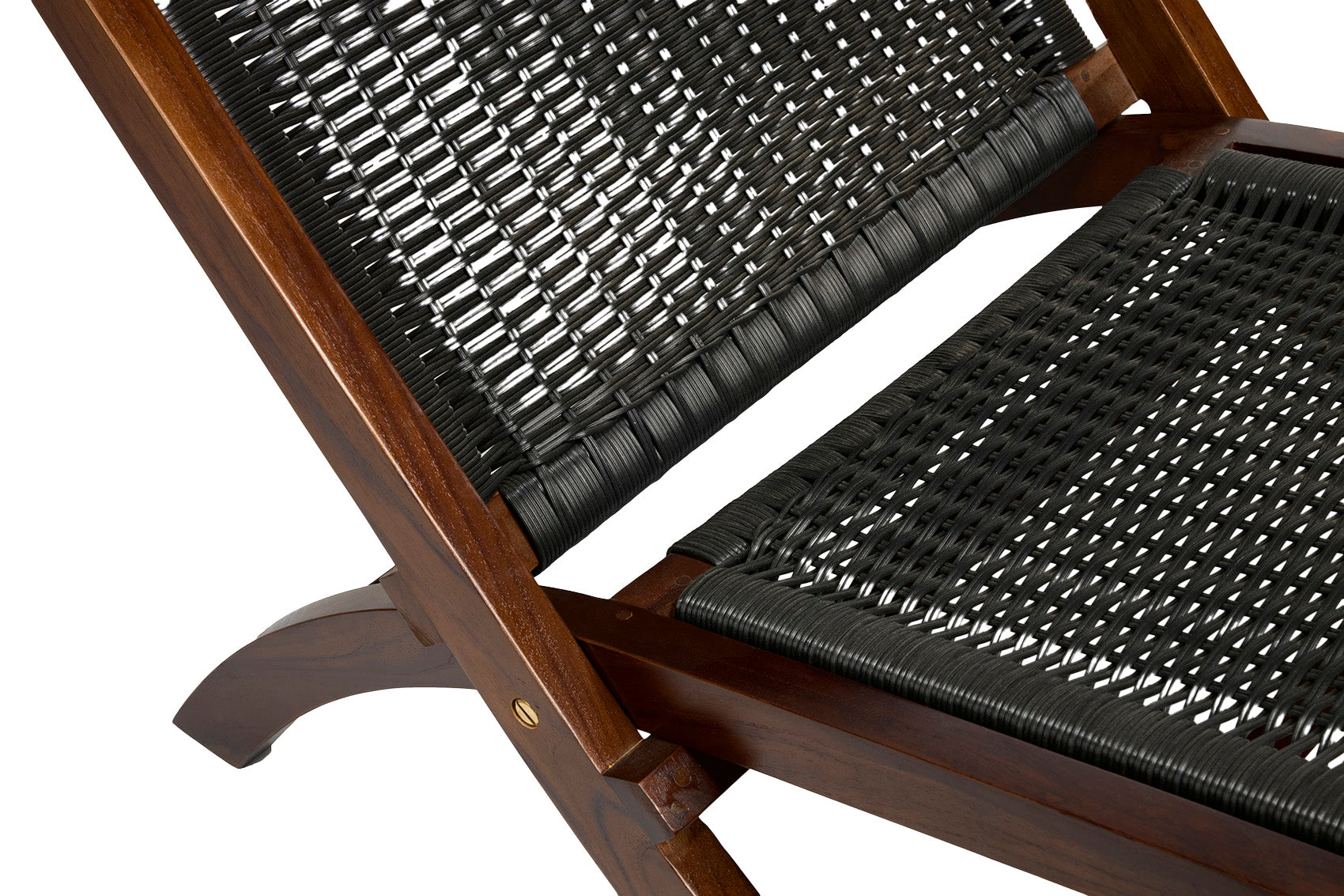 Teak Rattan Lounge Chair – Foldable, Solid Wood Accent Chair with Woven Seat – Mid-Century Modern Recliner for Indoor & Outdoor Use, The Iraz