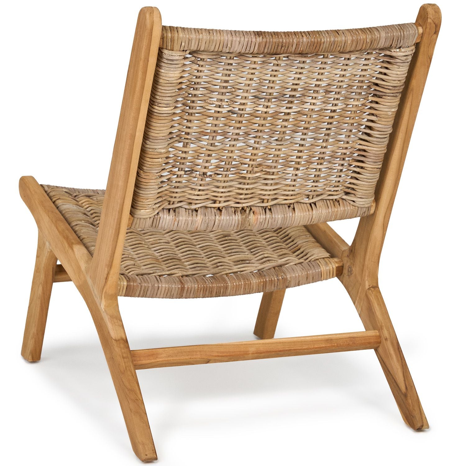 TeakCraft Teak Rattan Lounge Bench, Easy Assembly, Indoor Outdoor Loveseat Bench with Solid Teak Wood Frame, The Vega