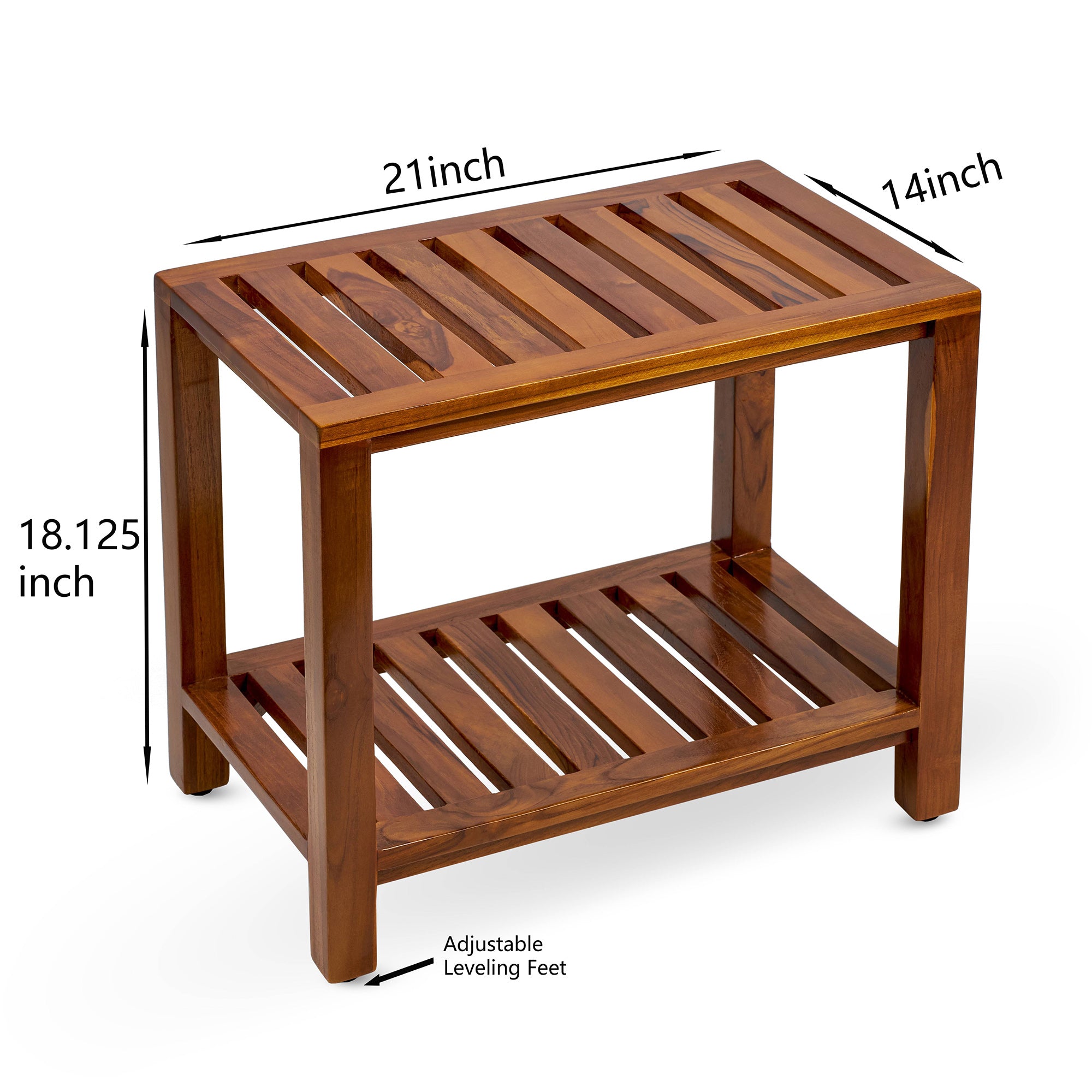 The THEIA, Teak Shower Bench, Shower Stool, 21 Inch