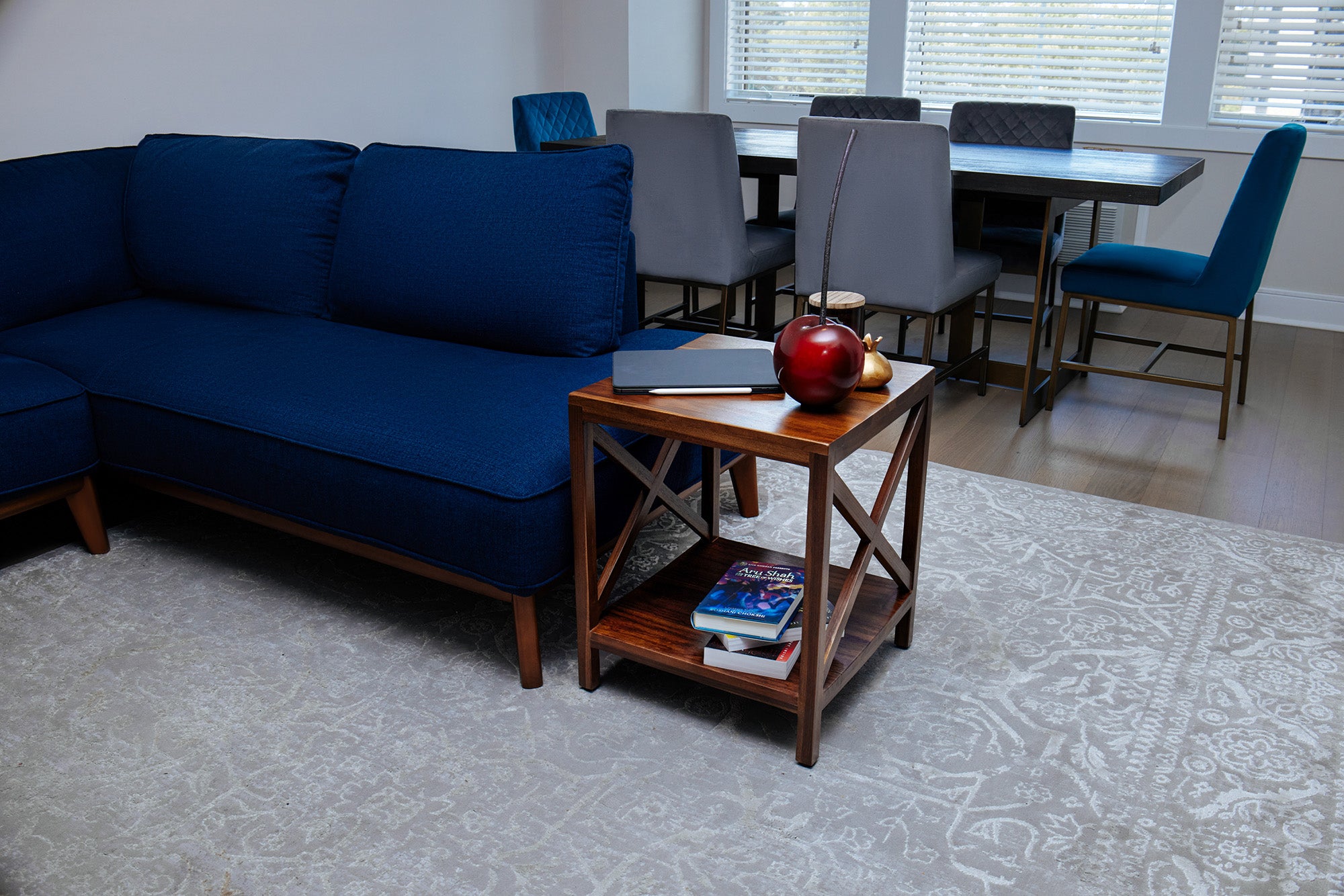 TeakCraft Teak End Table with Shelf, Solid Teak Wood, Fully Assembled, X Cross Stretcher, Living Room or Outdoor, Wood Square Side Accent Living Room Small End Table, The Frigg