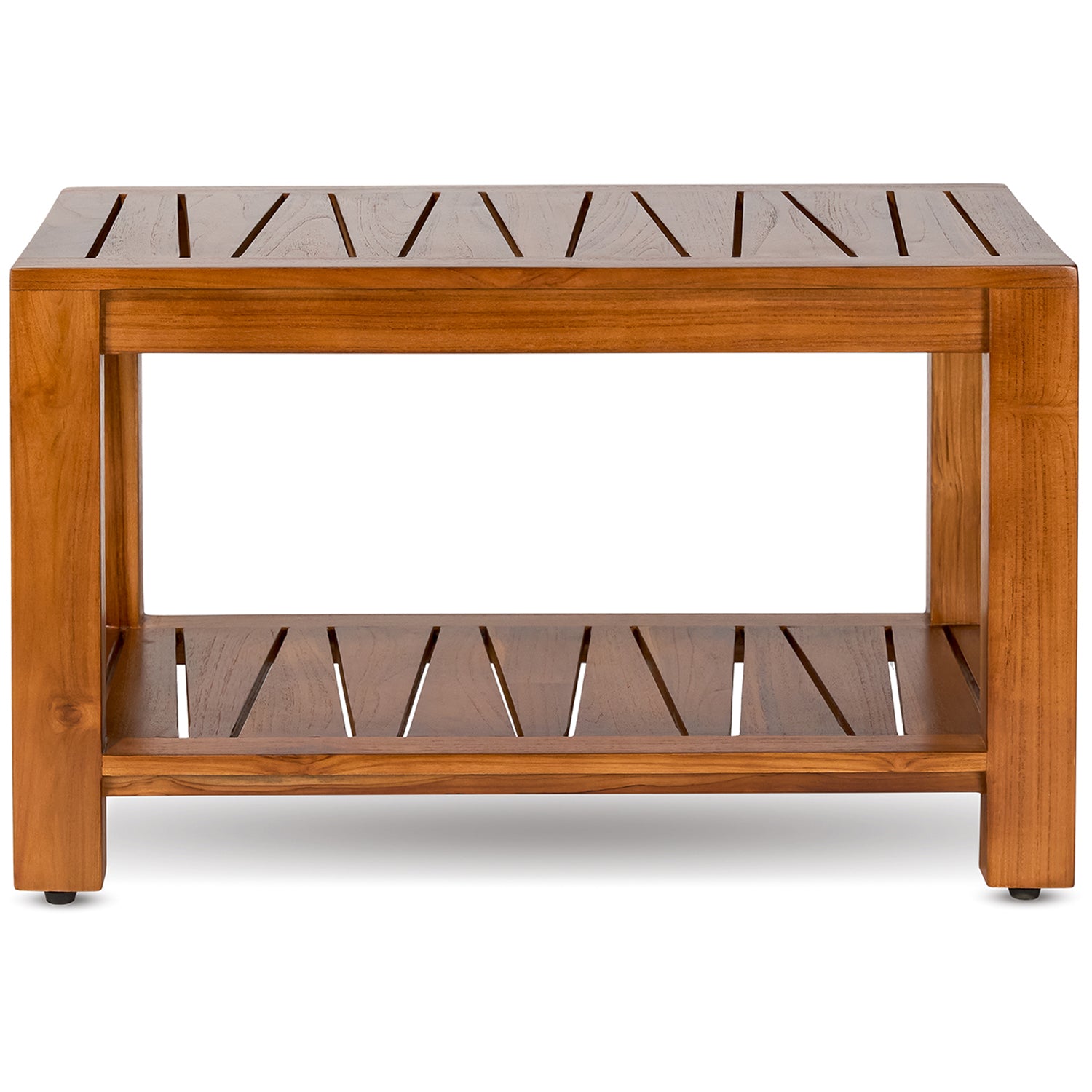 TeakCraft Teak Shower Bench with Storage Shelf, 30 inch, Handmade Solid Indonesian Teak Wood Bath Stool, Indoor Outdoor, The Botein