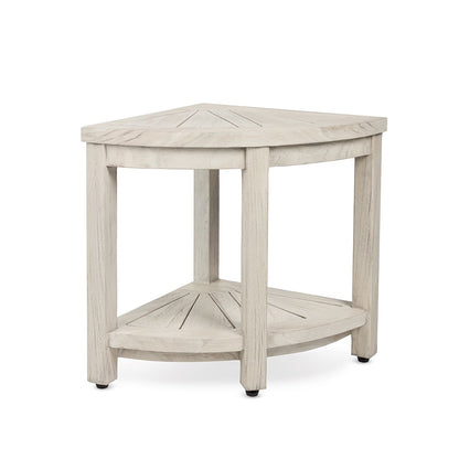 The COSIMA, Teak Corner Shower Bench, Rustic Gray Finish, 16 inch