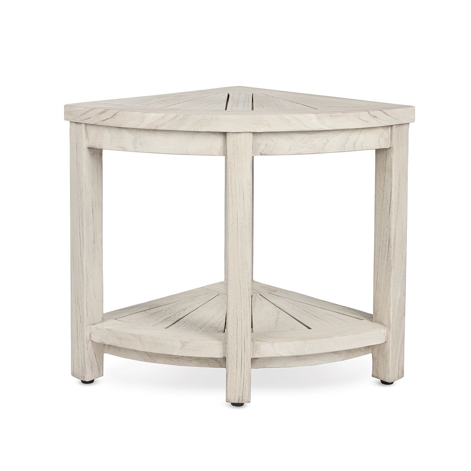 The COSIMA, Teak Corner Shower Bench, Rustic Gray Finish, 16 inch