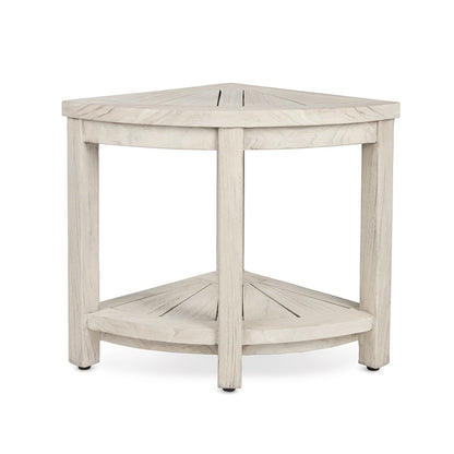 The COSIMA, Teak Corner Shower Bench, Rustic Gray Finish, 16 inch