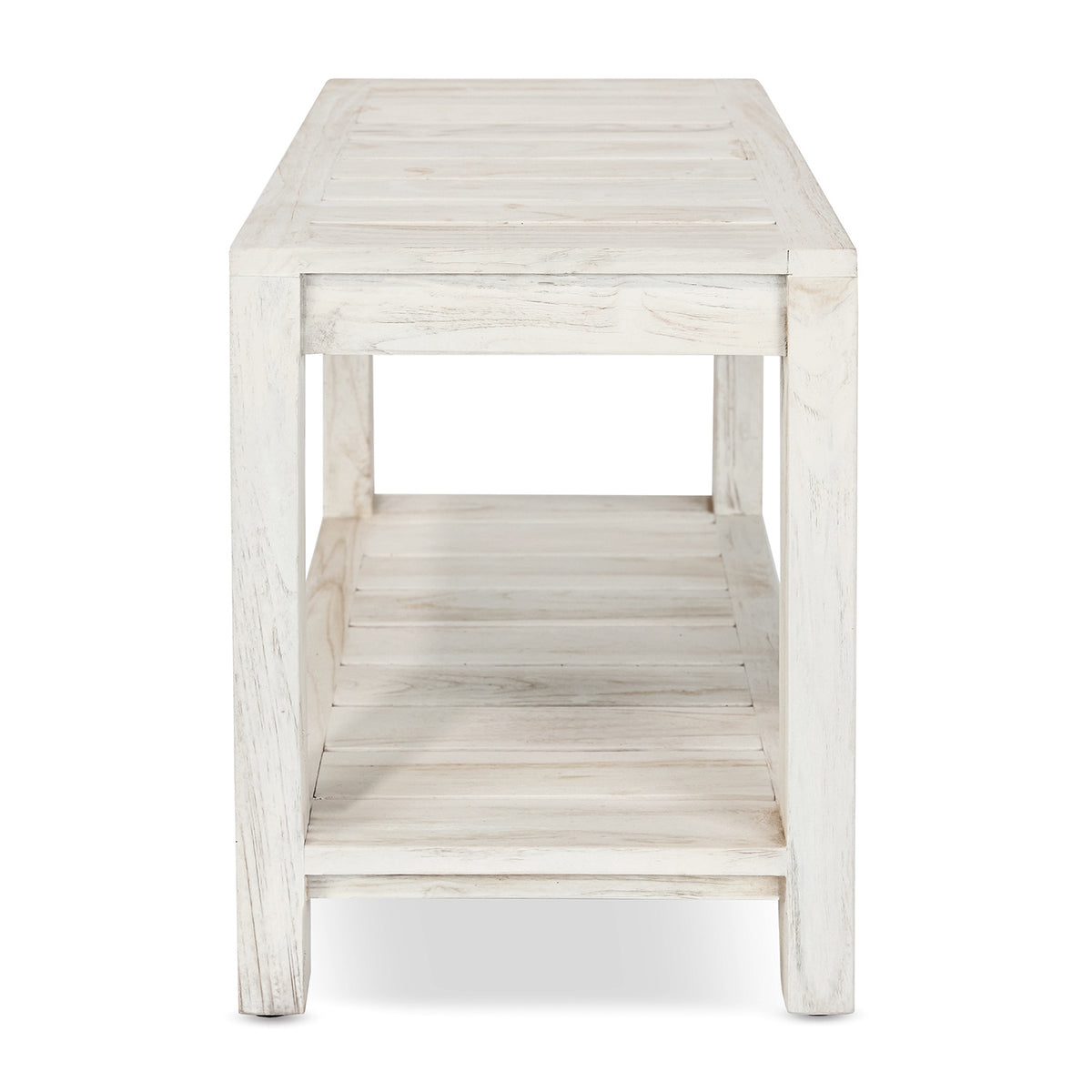 Danica teak shower bench side view