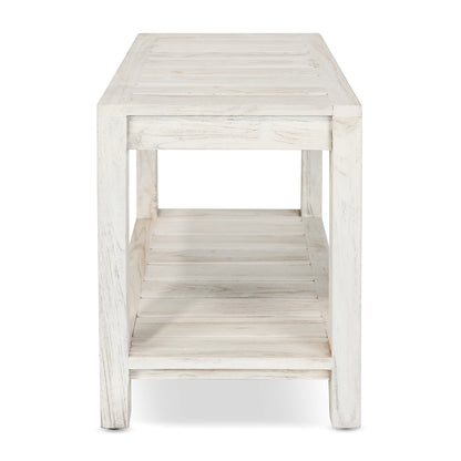 Danica teak shower bench side view