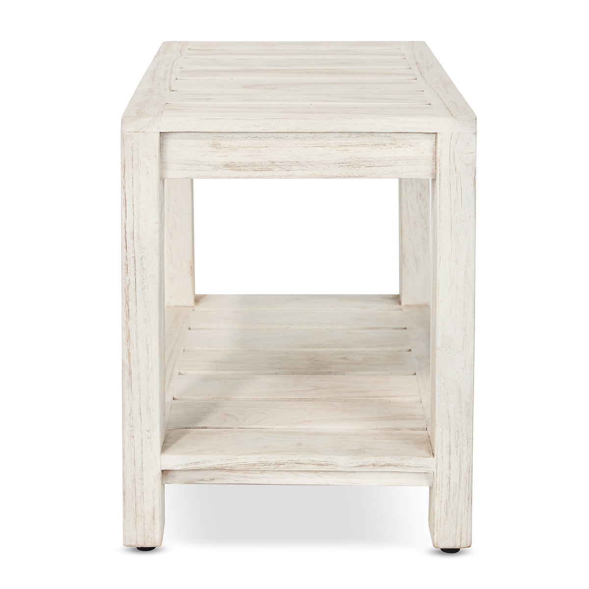 Elera teak shower bench side view