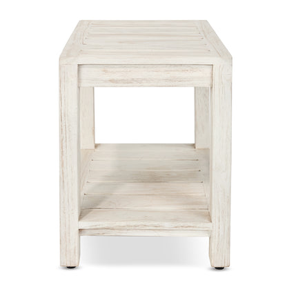 Elera teak shower bench side view