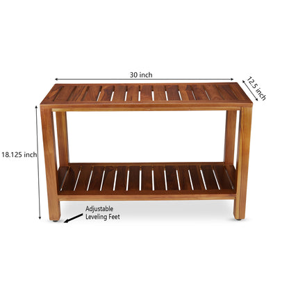 The FREYA, Teak Shower Bench, Shower Stool, 30 Inch