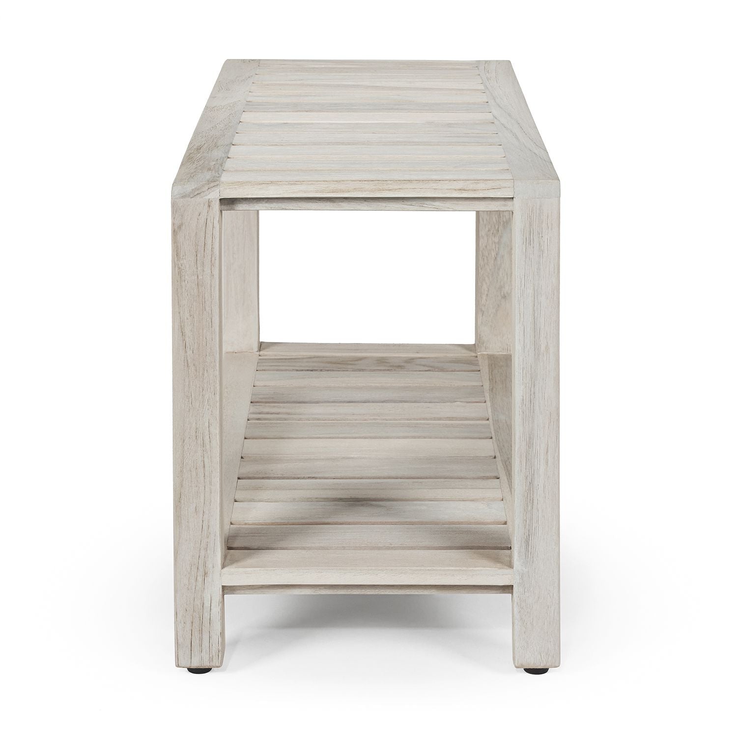 The LUNI, Teak Shower Bench, Teak Shower Stool, 24 Inch, Rustic Gray Finish