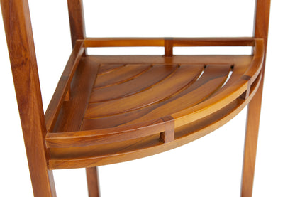 Teak Corner Shower Shelf, 3 Tier, 14Wx14Lx39.5H inches, Fully Assembled, The OM