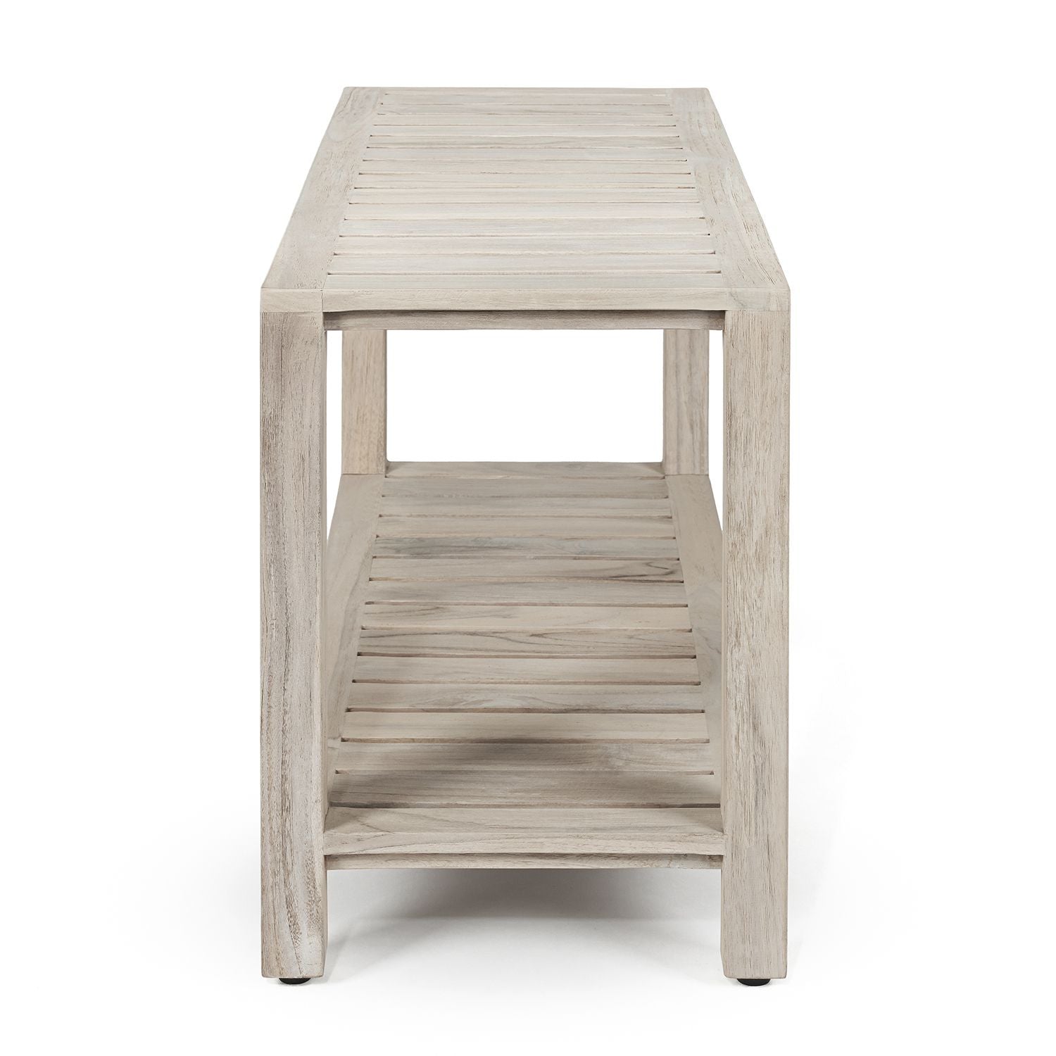 The RICINA, Teak Shower Bench, Teak Shower Stool, 30 Inch, Rustic Gray Finish