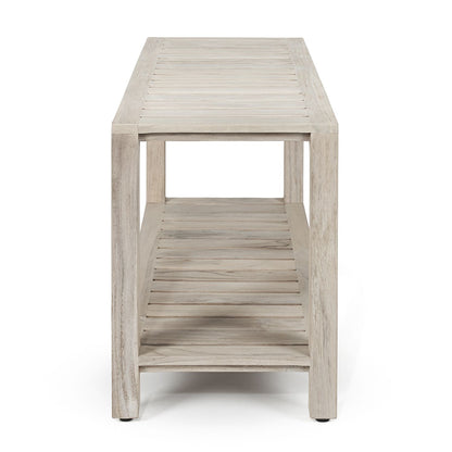 The RICINA, Teak Shower Bench, Teak Shower Stool, 30 Inch, Rustic Gray Finish