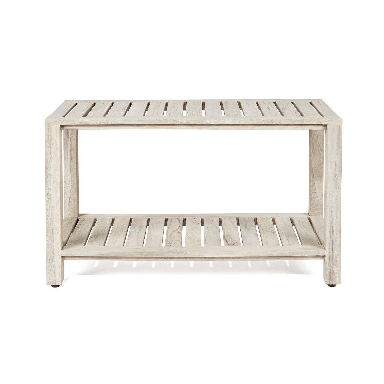 The RICINA, Teak Shower Bench, Teak Shower Stool, 30 Inch, Rustic Gray Finish