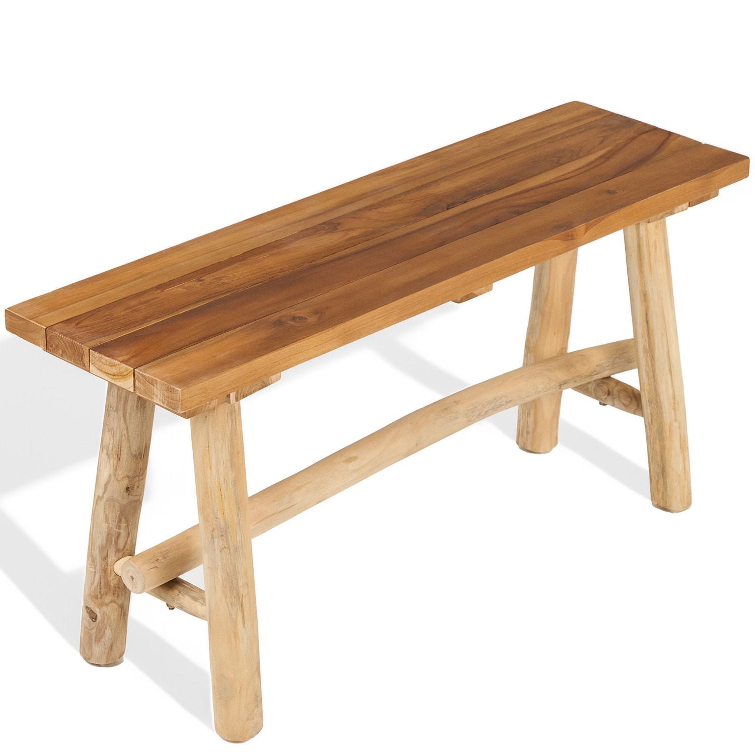 Teak Wood Bench – Indoor & Outdoor Bench for Entryway, Patio & Living Room – Rustic Farmhouse & Modern Accent Furniture, Easy Assembly, The Capella
