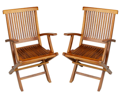 Teak Foldable Chairs and Table Set ( 2 Chairs and Table)