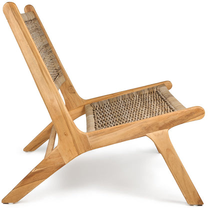 TeakCraft Teak Rattan Lounge Bench for 2, Easy Assembly,  Indoor Outdoor Loveseat Bench with Solid Teak Wood Frame, The Lyra