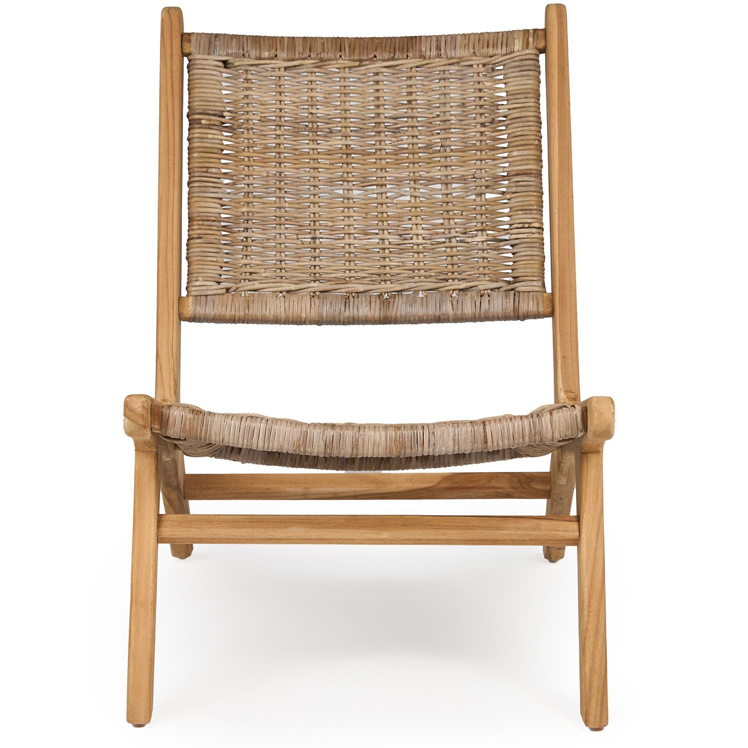 TeakCraft Teak Rattan Lounge Bench, Easy Assembly,  Indoor Outdoor Loveseat Bench with Solid Teak Wood Frame, The Vega
