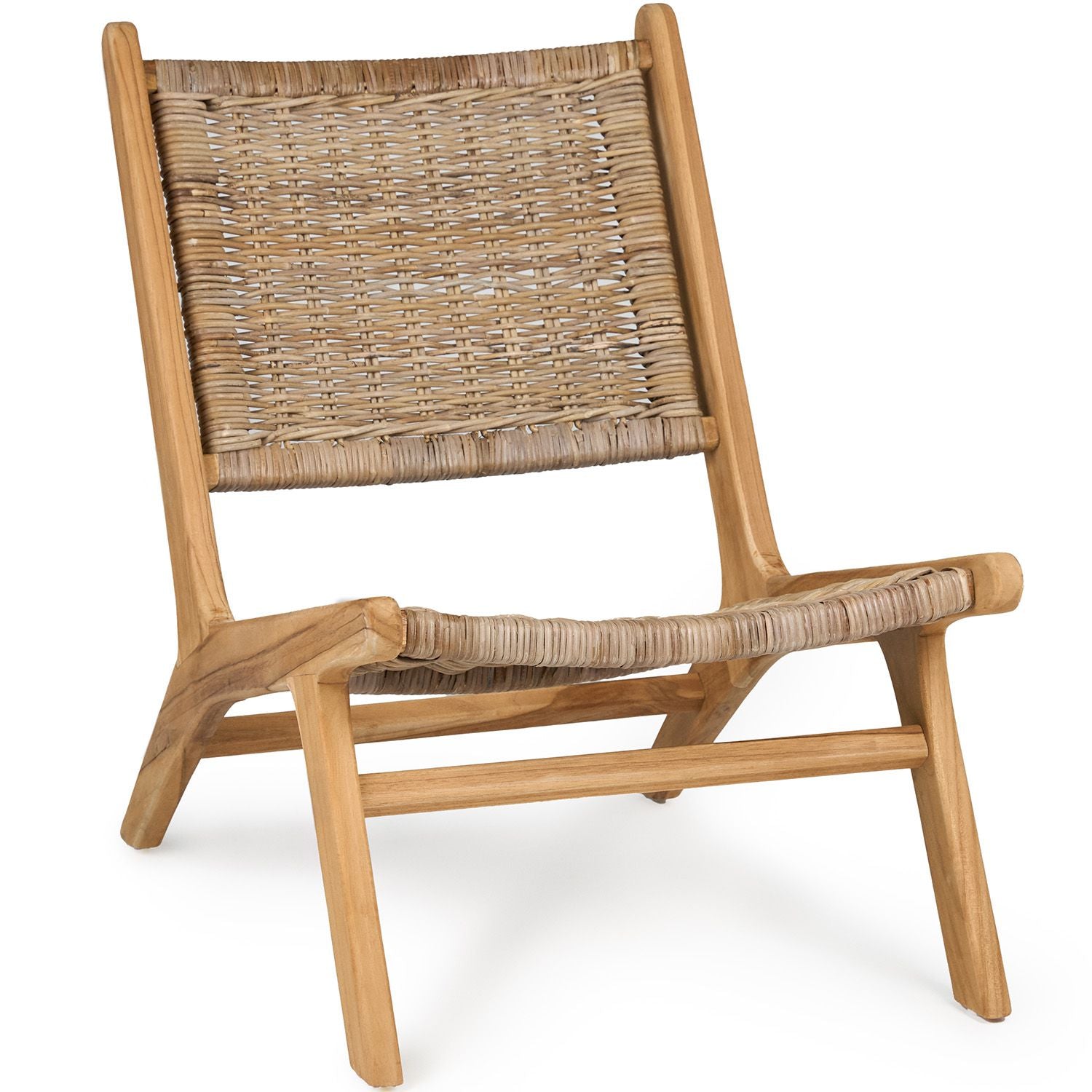 TeakCraft Teak Rattan Lounge Bench, Easy Assembly,  Indoor Outdoor Loveseat Bench with Solid Teak Wood Frame, The Vega