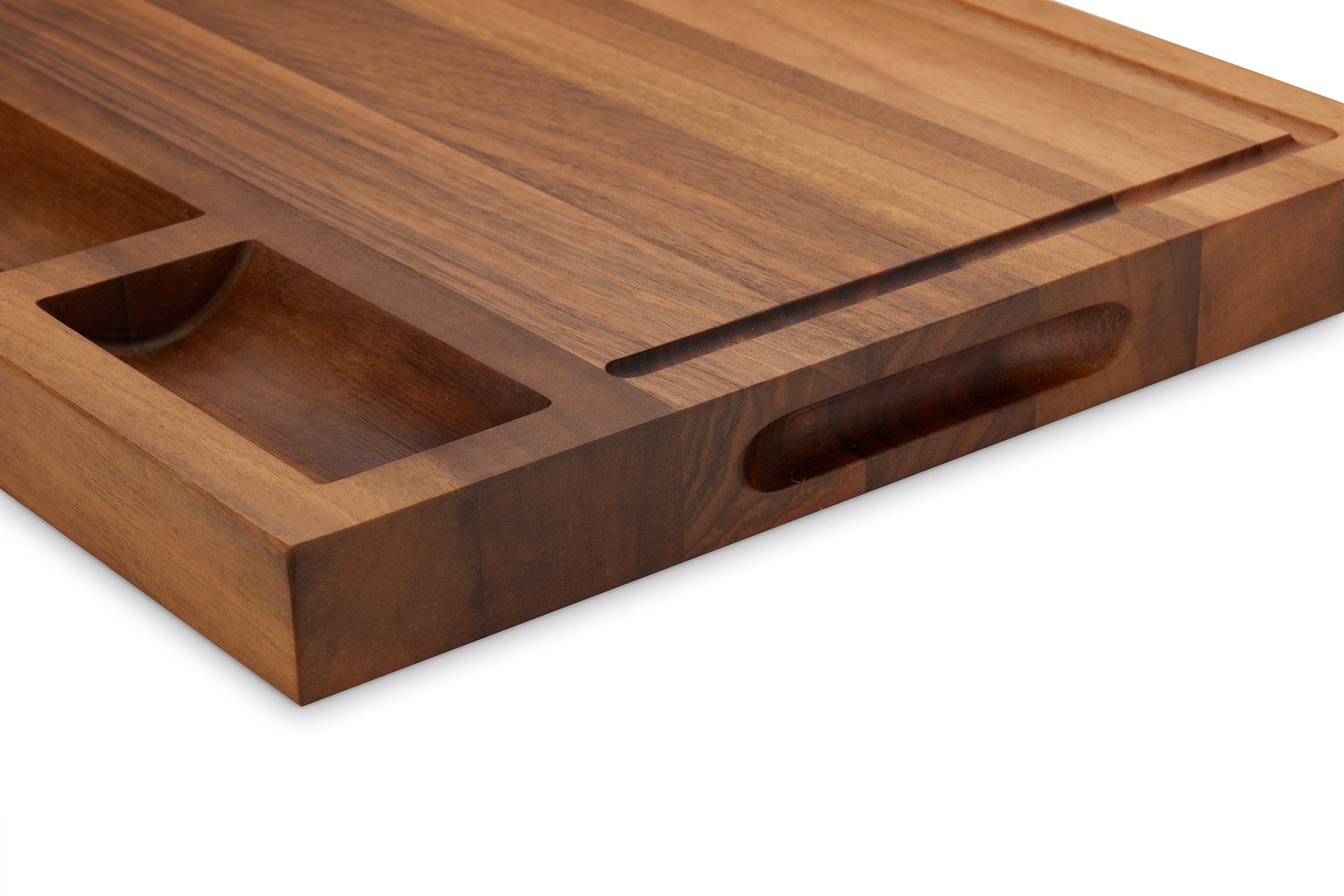 TeakCraft Large Walnut Cutting Board with Sorting Compartment and Juice Grove, Chopping Board, Knife Friendly, Reversible, Cheese and Cracker Board, The Didyma (18x14x1.5 inch)