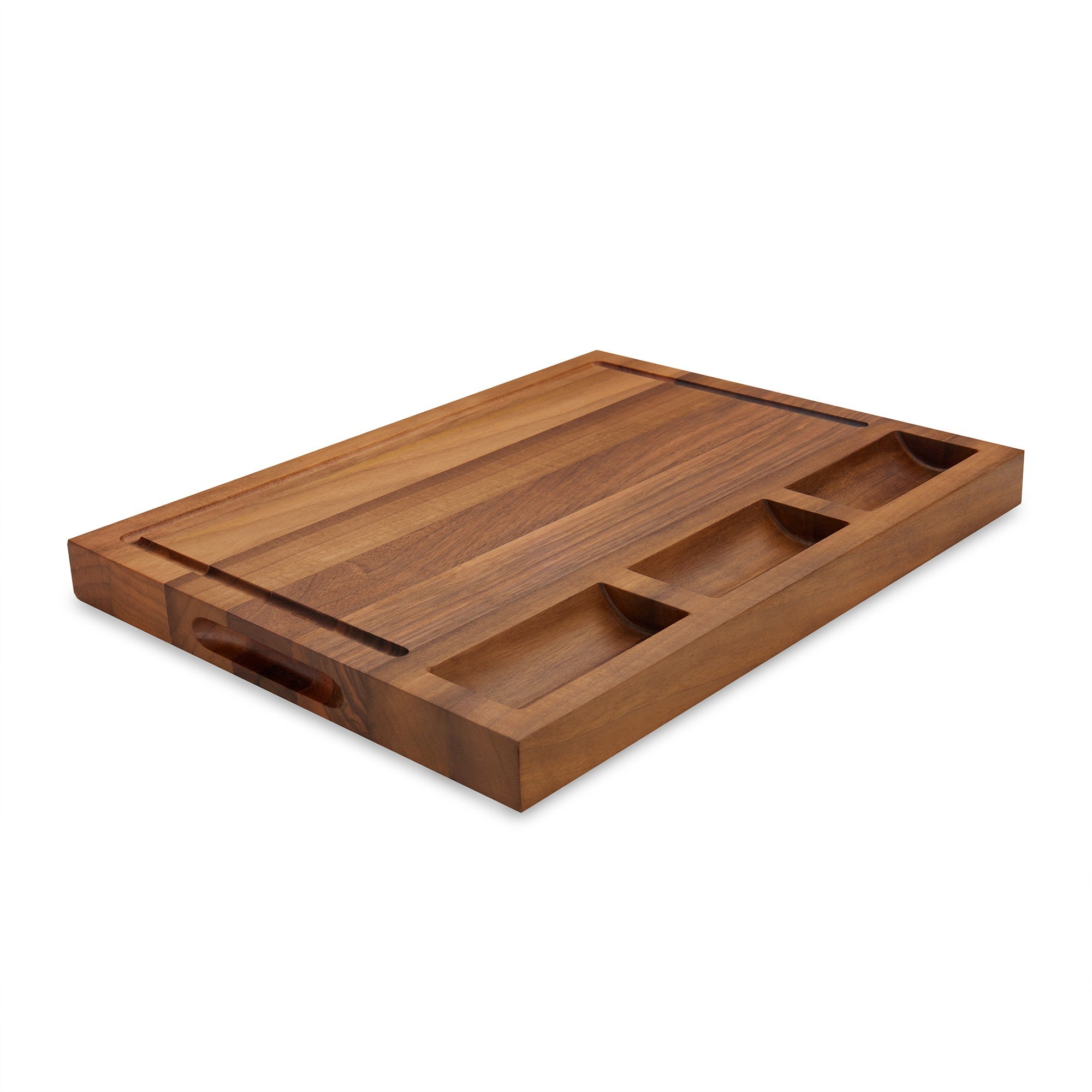 TeakCraft Large Walnut Cutting Board with Sorting Compartment and Juice Grove, Chopping Board, Knife Friendly, Reversible, Cheese and Cracker Board, The Didyma (18x14x1.5 inch)