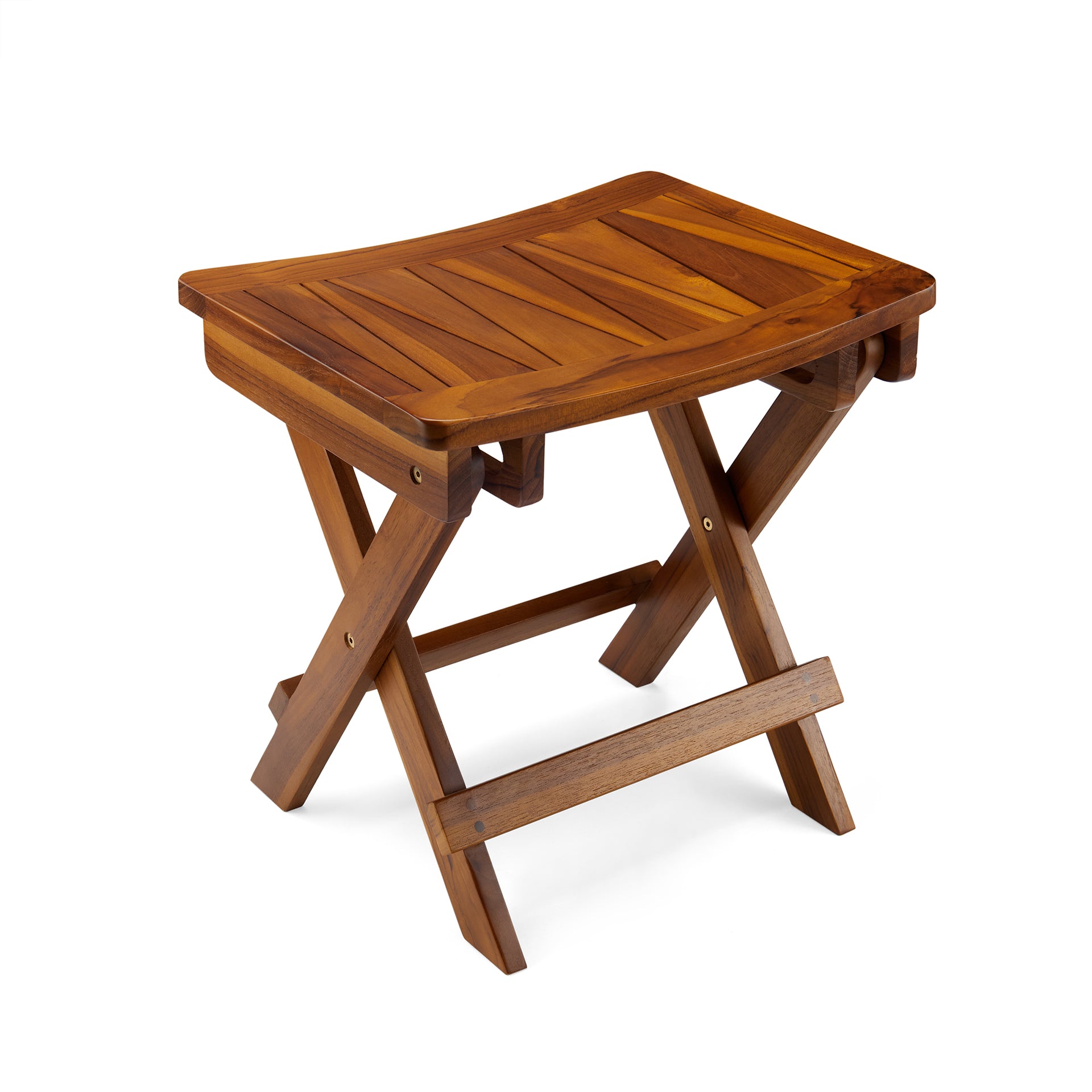 TeakCraft, The FAROS, Folding Teak Shower Bench, Shower Stool 18 inch