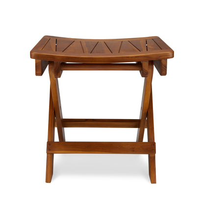 TeakCraft, The FAROS, Folding Teak Shower Bench, Shower Stool 18 inch
